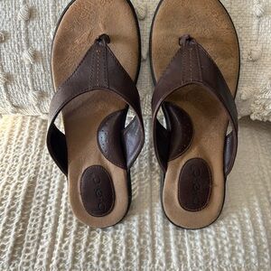 b.o.c. Dark Brown Vegan Leather Thong Sandals